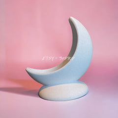 Crescent Moon Planter | Drainage Hole | Lunar Flower Pot, Outdoor Succulent Garden Art, Modern Indoor Living Room, Deck Porch Moon Half Vase