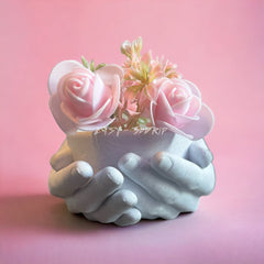 Hands Planter | Cupped Hands Bowl | Pray Hands Sculpture, Unique Flower Pot | Pen, Pencil, Key Holder | Home Decor Storage Vase, Drain Hole